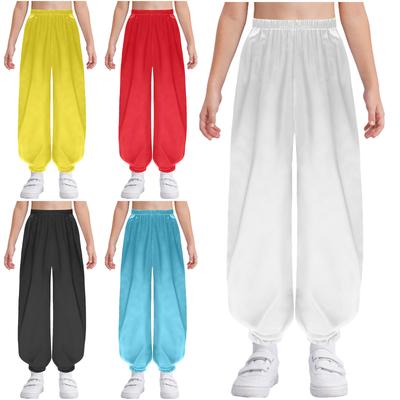 Kids Kung Fu Uniform Martial Arts Outfit for Boys Girls Tai Chi Wing Chun Set Elastic Waistband Solid Color Performance Pants
