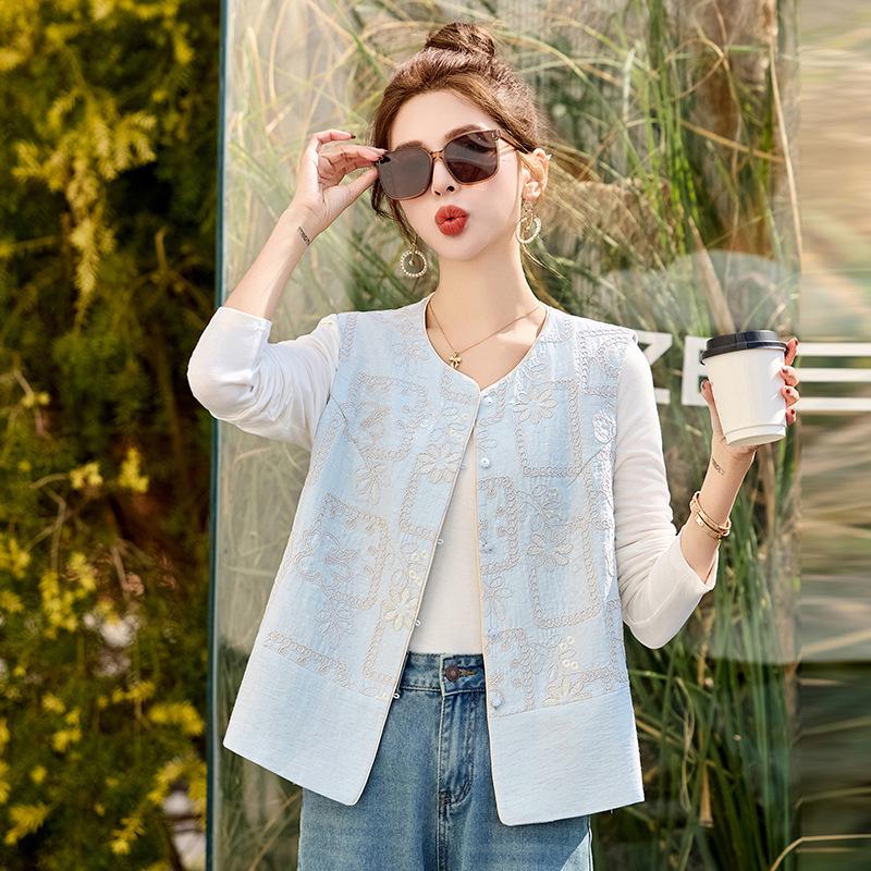 

Весна 2025 Женский вышитый жилет танский костюм - Шикарный, не стареющий стиль Extra Large