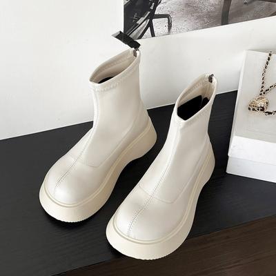 Mode 2024 Damenschuhe Modische Kurzstiefel mit Reißverschluss hinten Schuhe mit dicker Sohle für Damen Elegante Winter Bequeme lässige Kurzstiefel