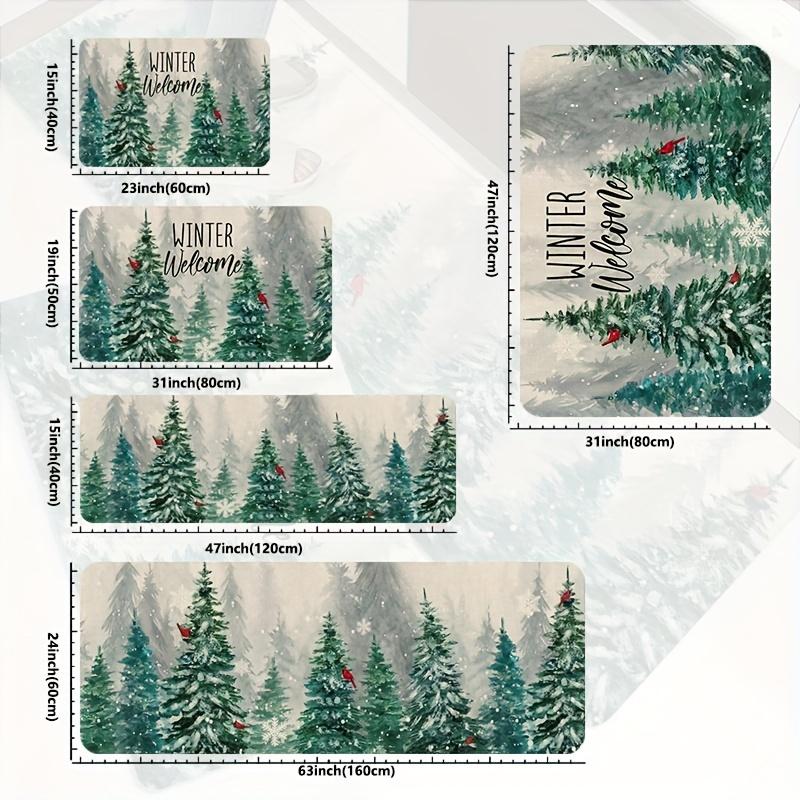 1 Stück Anti-Ermüdungs-Küchenteppiche Wald Weihnachtsbaum Wasserdicht Rutschfest Dick Gepolsterte Küchenmatte Schwerlast Komfort Stehmatte für Küche