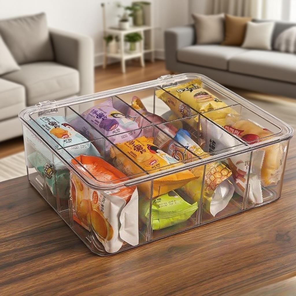 Transparente Acryl-Aufbewahrungsbox für Snacks und Kleinkram