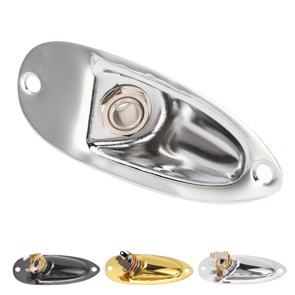 Guitar Input Jack Boat Style 6.35mm Metal Electric Guitar Input Output Socket with 2 String Fixators