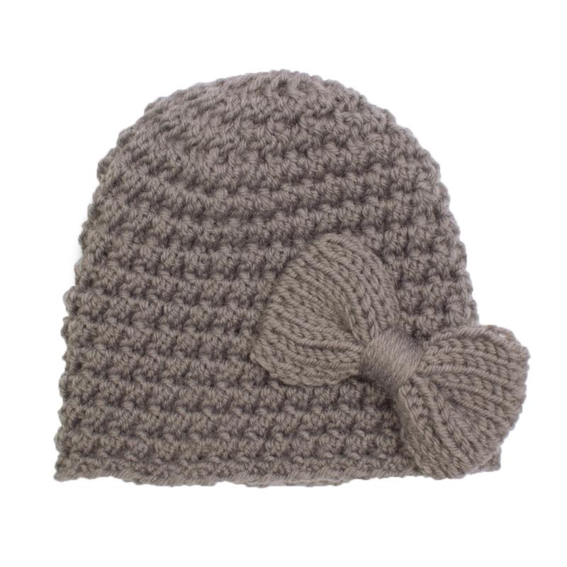 

Cosy Infant Bow Knit Beanie Cap Baby Toddlers Knitting Hat Warm Bonnet Lovely Headwear for Outdoor Adventures серый