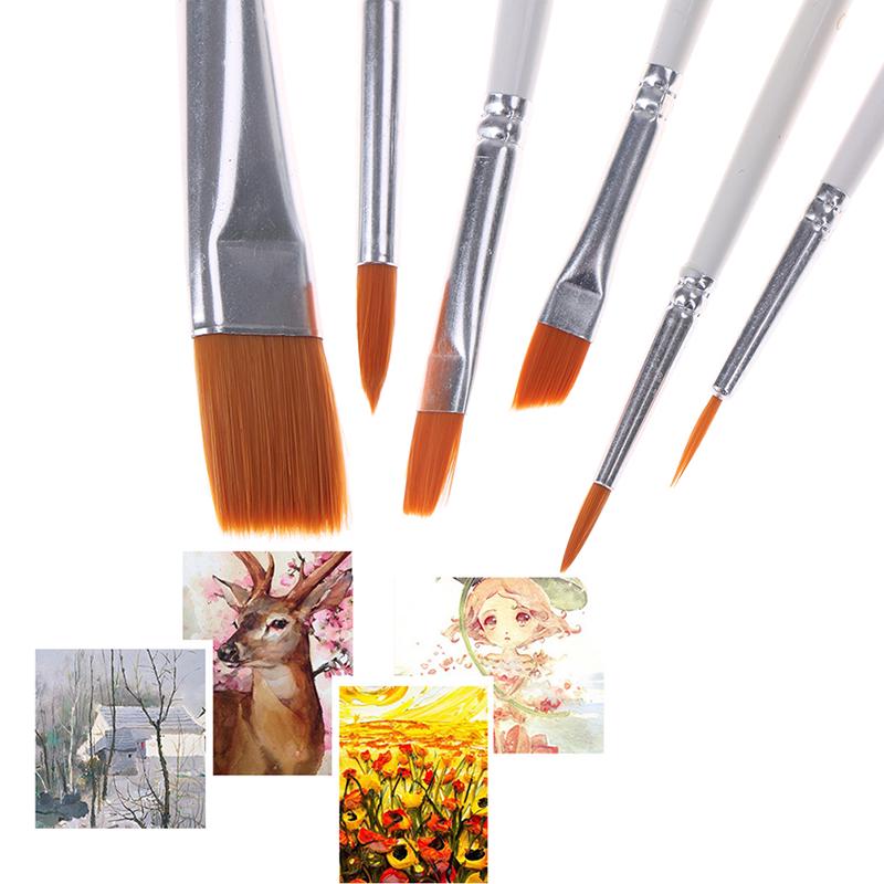 6Pcs Art Painting Brushes Set Acrylic Oil Watercolor Artist Paint Brush Set