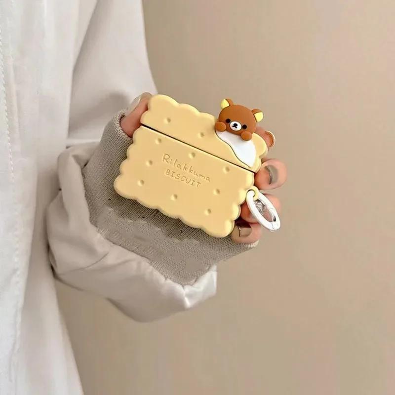 Cute Little Bear Biscuit Earphone Cover for Apple AirPods 1/2 Pro Pro2 3 4 Creative Cute Silicone Protective Cover