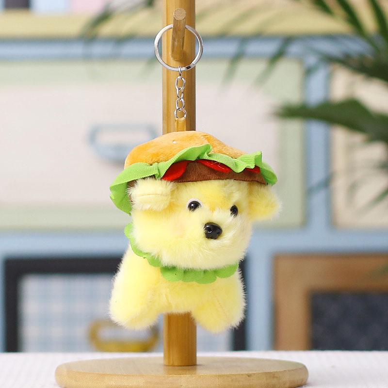 Plush Hamburger Dog Keychain With Pp Cotton Filling For Kids And Adults