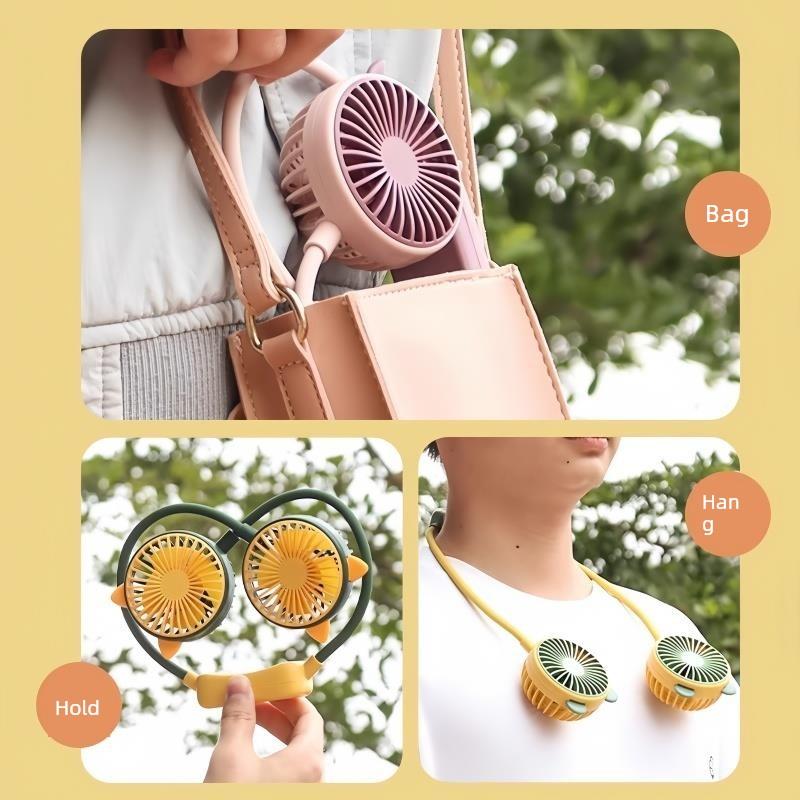 Portable Neck Fan for Lazy People, Convenient USB Charging Model, Small Personal Cooling Device for Men and Women Students, Ultra-Long Battery Life