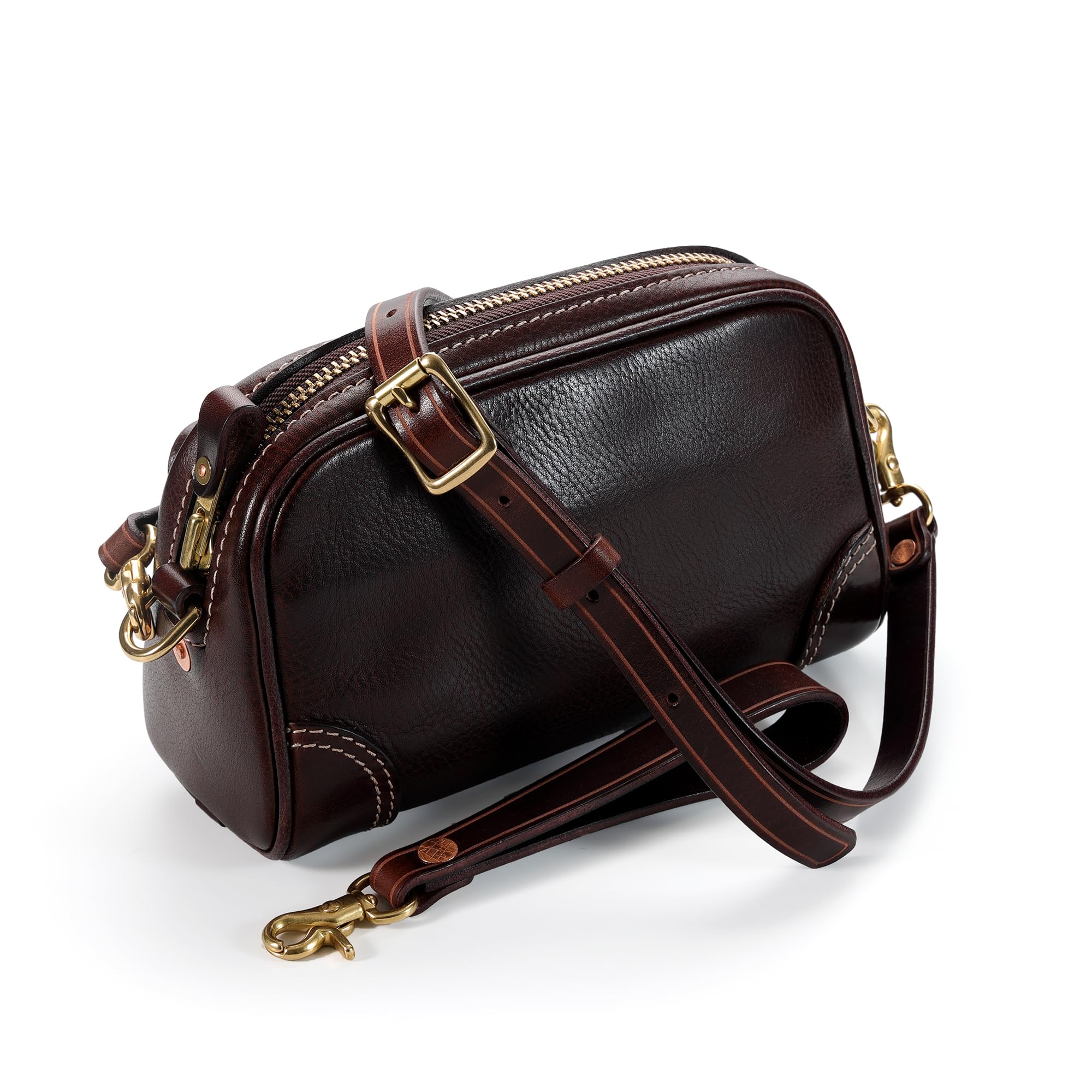 

IJUN Vintage Mini Shoulder Bag for Women - Handmade Vegetable-Tanned Leather Crossbody BagClutch Bag, Small (Chocolate)