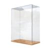 Clear Dustproof Plush Toy Organizers With Bamboos Base Acrylic Display Case For Bedroom And Study Room Storage