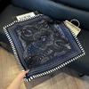 Silk scarf women's spring and autumn decoration versatile ins simple style striped square scarf streamer simulation silk fashion scarf scarf scarf
