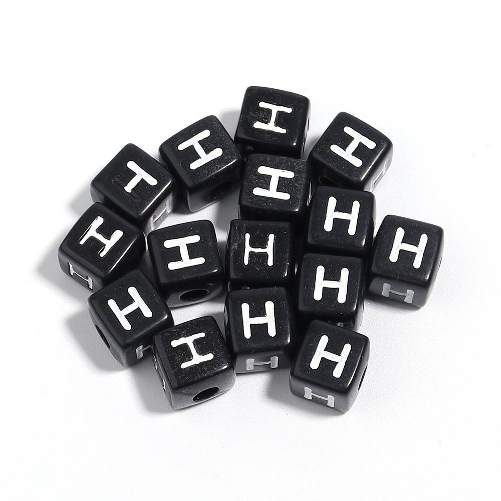50-100 Stück Schwarze Acryl Buchstabenperlen A-Z Alphabetperlen Würfel Abstandshalterperlen Für DIY Armband Halskette Schmuckherstellung Zubehör