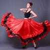 Damen Spanisches Flamenco-Kleid Polyester Satin Glatt Großer Schwung Karnevalsparty Tanzsaal Bauchtanz Kostüme Kleid 720
