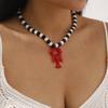 N11191 European and American new lobster oil drop pendant necklace, personalized versatile black and white beaded collarbone chain