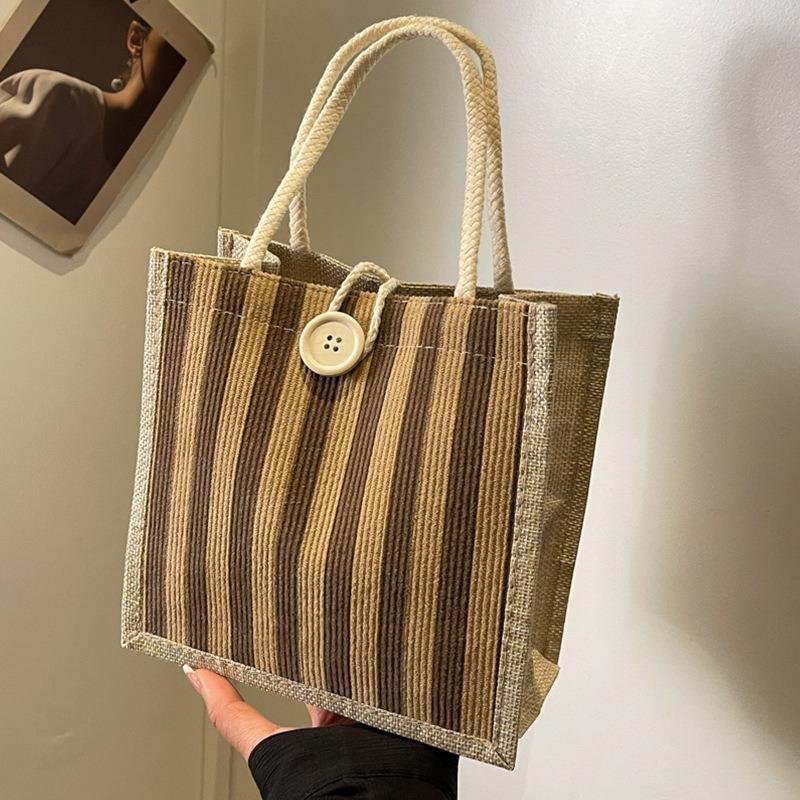 Stylish Vertical Striped Lunch Tote Bag with Handle
