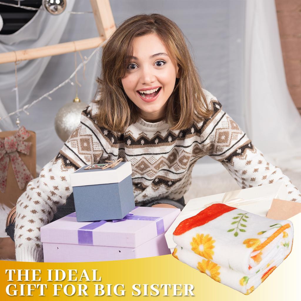 Big Sister Blanket Gifts For Girls 60" X 50" Sisters Blanket Soft Warm Yellow Pattern For Baby Shower Birthday Party Suppl