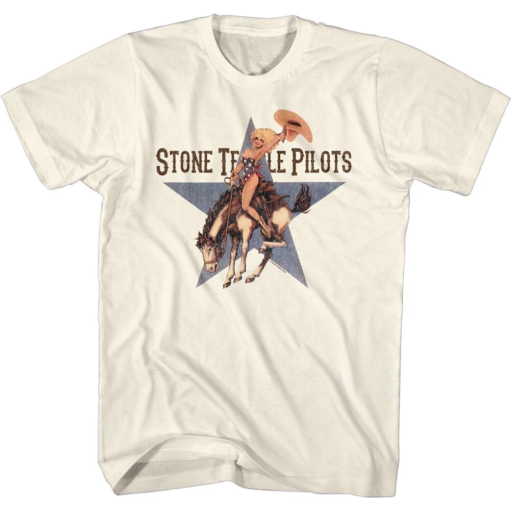 Stone Temple Pilots Girl Riding Bronco Blue Star Men T Shirt Rock Music Merch XXXXL
