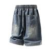 Men's Relaxed Fit Patchwork Ice Silk Denim Shorts