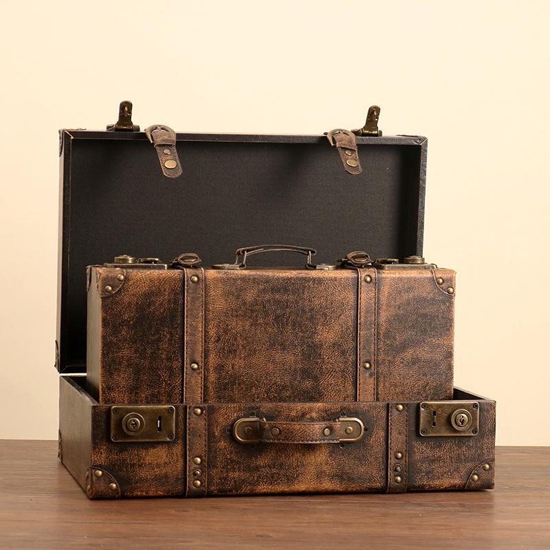 European Retro Leather Storage Box - Handbag, Clothes, and Travel Photography Prop Organizer