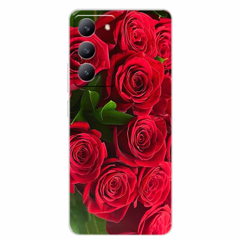 For Redmi 15 4G Phone Case Fashion Flowers Transparent Silicone TPU Soft Back Cover Case For Xiaomi Redmi 15 5G Case Redmi15 Bag