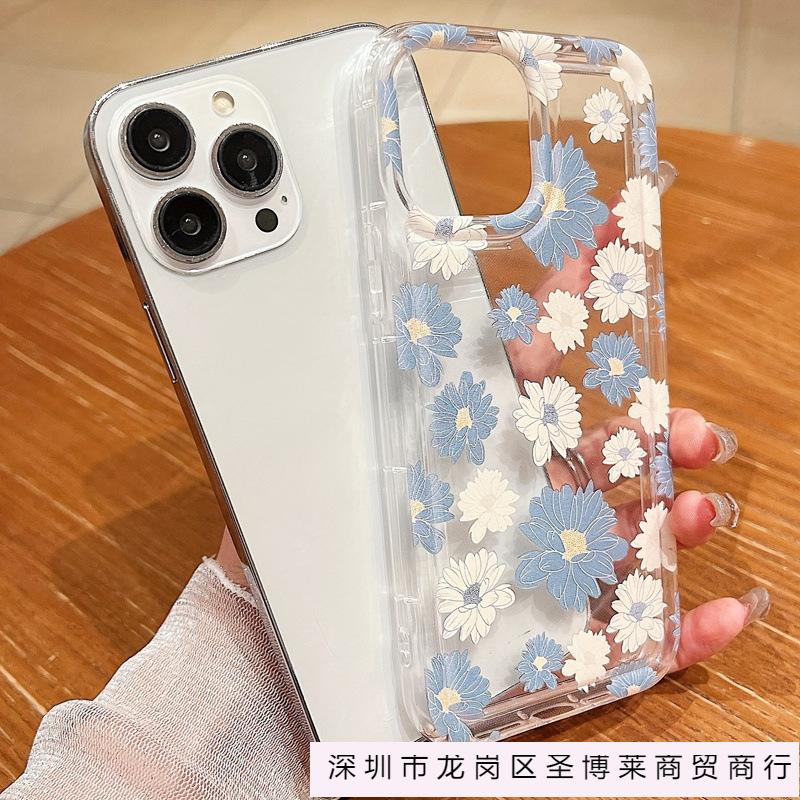 Blue and white flower for apple 16/15/14/13/12promax shock absorber airbag mobile phone case iphone11 soft 78
