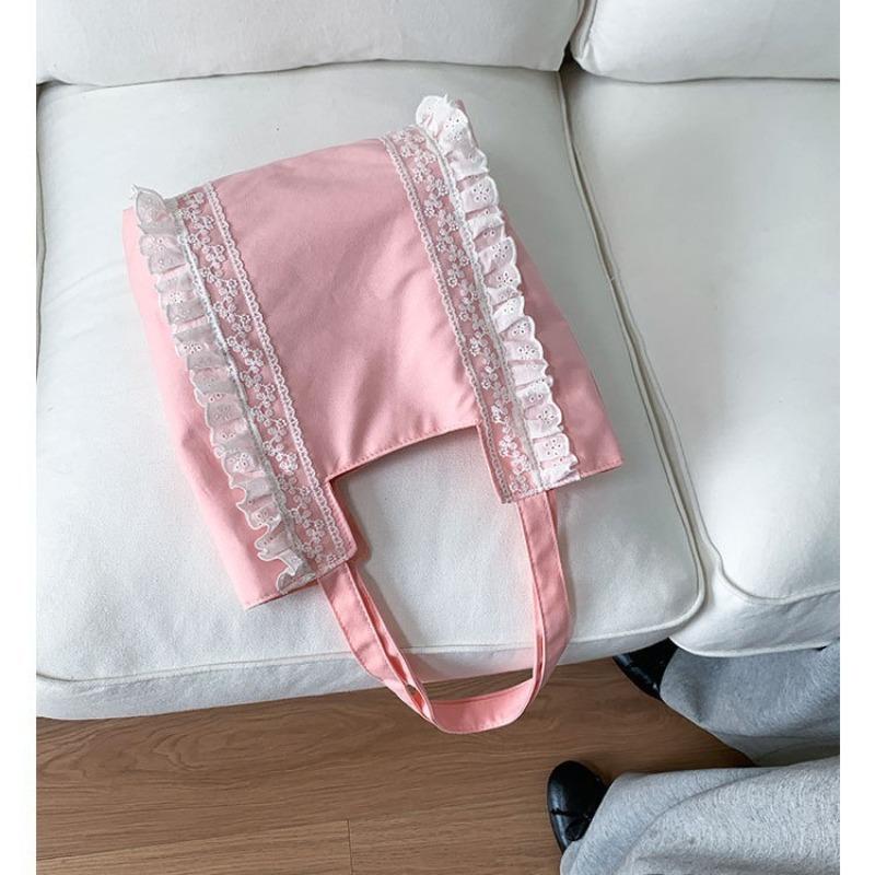 Sweet Wind Lace Portable Tote Bag Women's Bag Summer New Bow Shoulder Bag Armpit Bag