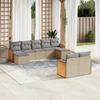 Vidaxl 9-Cz. Tuinmeubelset Met Kussens, Beige, Polyrotan