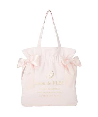 Double Ribbon Gathered Tote Size Tote Bag 08001386000 Bag, Pink, F,