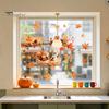 Seasonal Window Films 2Pcs Fall Maple Leaves Animals Static Stickers, Autumn Squirrel/Hedgehog/Rabbit/Raccoon Glass Removable Decor PVC Waterproof