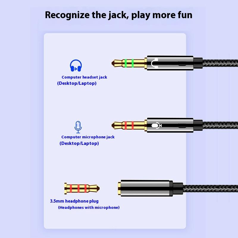 25/50/100Cm Headphone Microphone Audio Converter Y Splitter For Computer 3.5Mm Female To 2 Dual 3.5Mm Male Headphone Mic