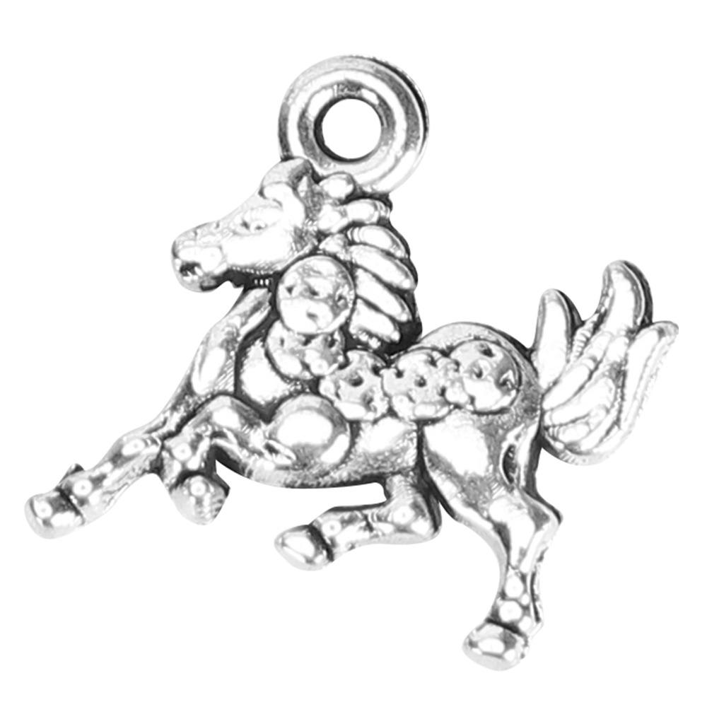 100pcs Vintage Alloy Pendant Silver Horse Keychain Pendant DIY Jewelry Supplies  Necklace Making