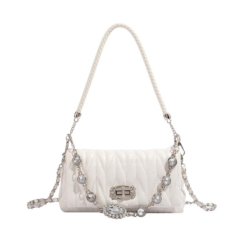Einzigartige und raffinierte gefaltete Wolken-Tasche, neues Modell 2024, mit Strassstein-Kette, Unterarmtasche, Schultertasche, Handtasche, Umhängetasche für Damen