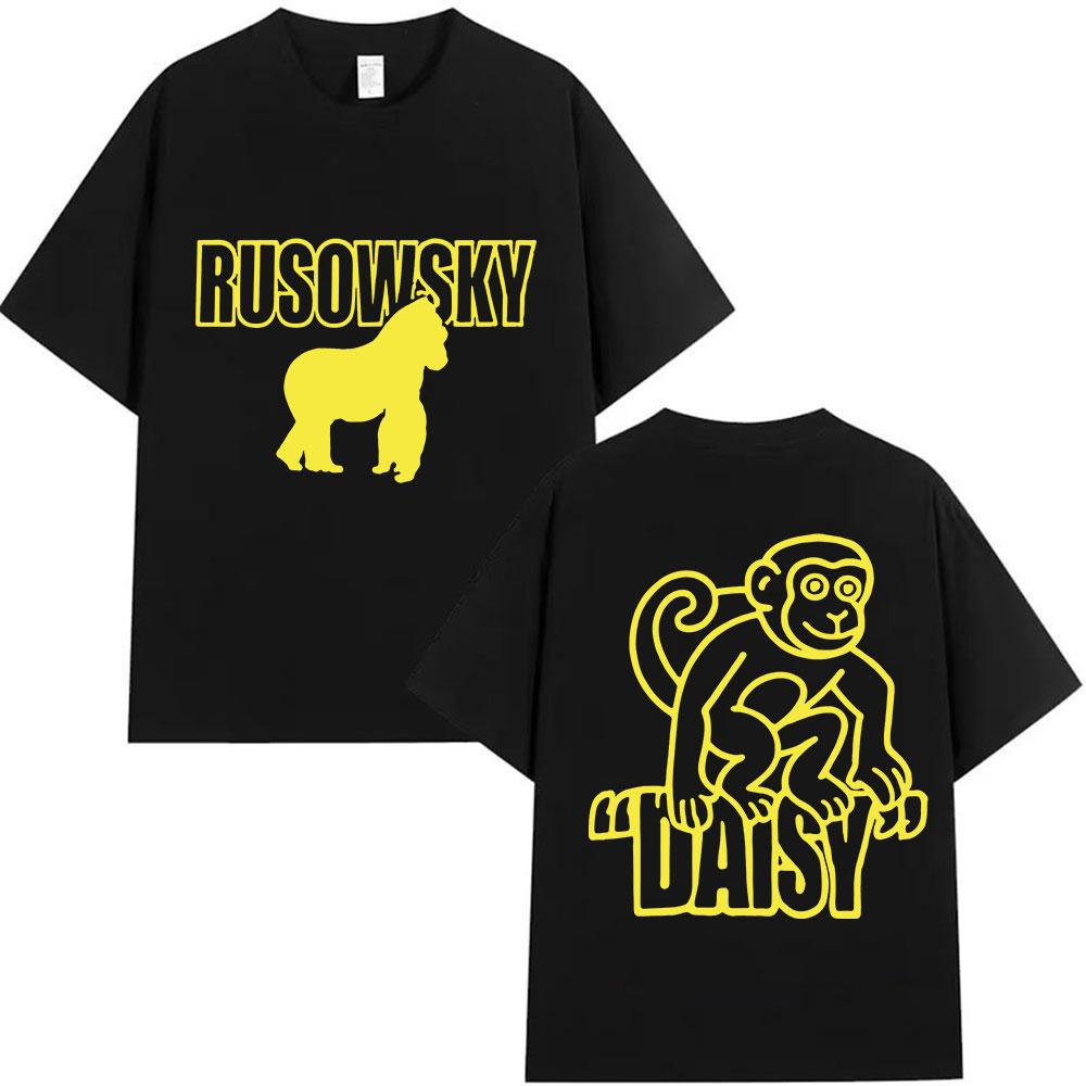 Rapper Rusowsky Daisy Tour 2025 Print T Shirt Mens High Quality Vintage Fashion Tshirts Y2k Unisex Harajuku Clothing Tshirt