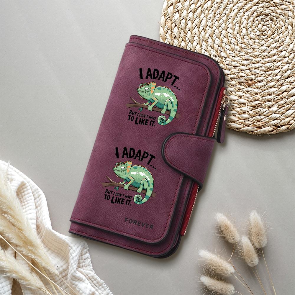 Funny Chameleon Print Long Wallet Casual Daily PU Leather Purse Card Holder For Women Men