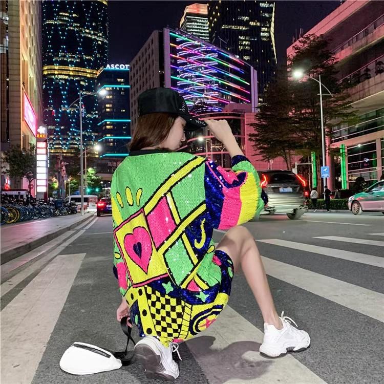 Γυναικείο Καλοκαιρινό Μονόχρωμο Μπλουζάκι Μόδας με Παγιέτες και Μανίκια, Μπλουζάκι με Μανίκια και Παγιέτες