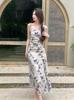 Cold Ink Butterfly Floral Suspender Dress Women, Summer New French Chic and Beautiful Temperament Dress
