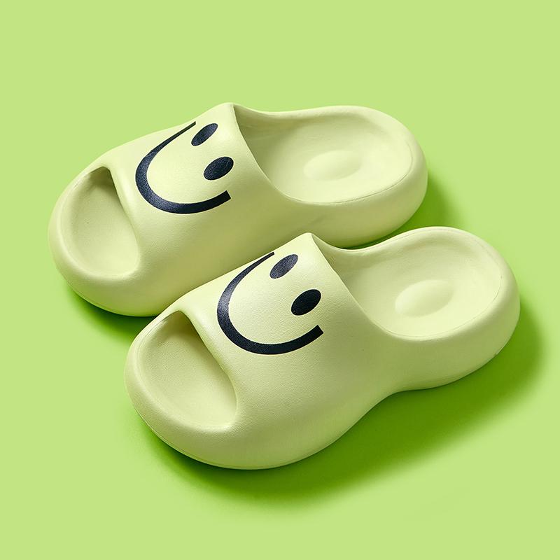 Rimocy Cartoon Smile Plateau-Slipper für Damen 2024 Rutschfeste Weiche Sohle Pantoletten Frau Sommer Leicht Dicke Sohle Zehentrenner