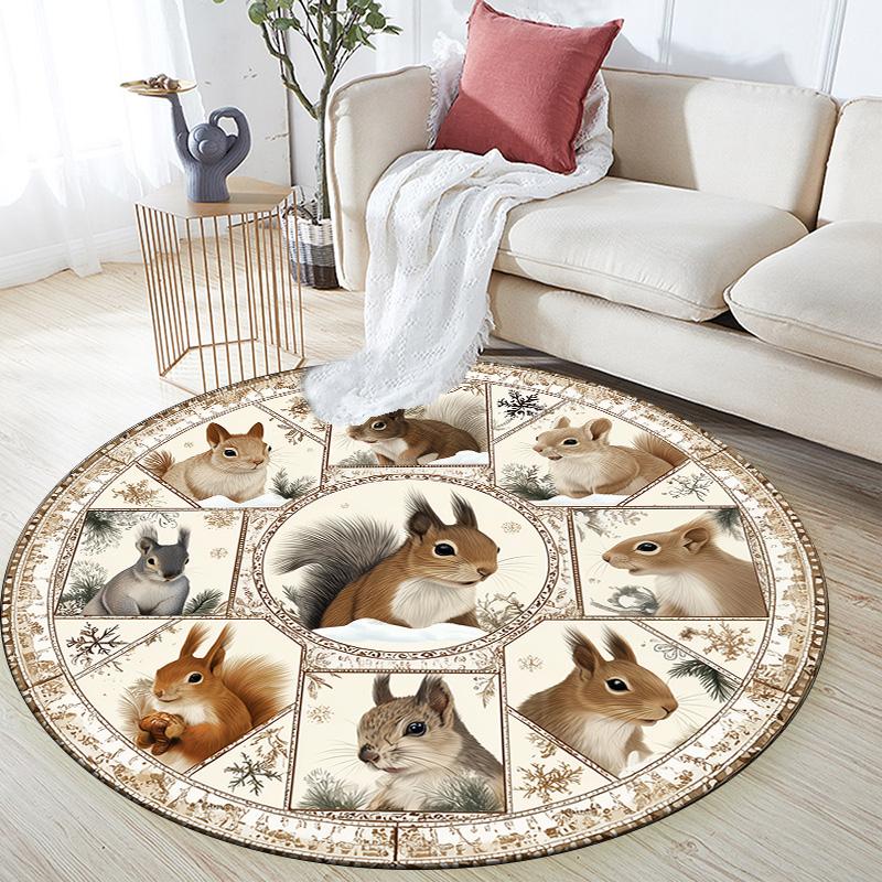 

Animals in a Circle Round Area Rug,Carpet Rug for Living Room Bedroom Sofa Playroom Decor,Non-slip Floor Mat 80cmx80cm