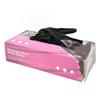 50pcs Rubber Gloves Disposable Black Powder Free Textured Fingertips Gloves for Home Beauty Salon