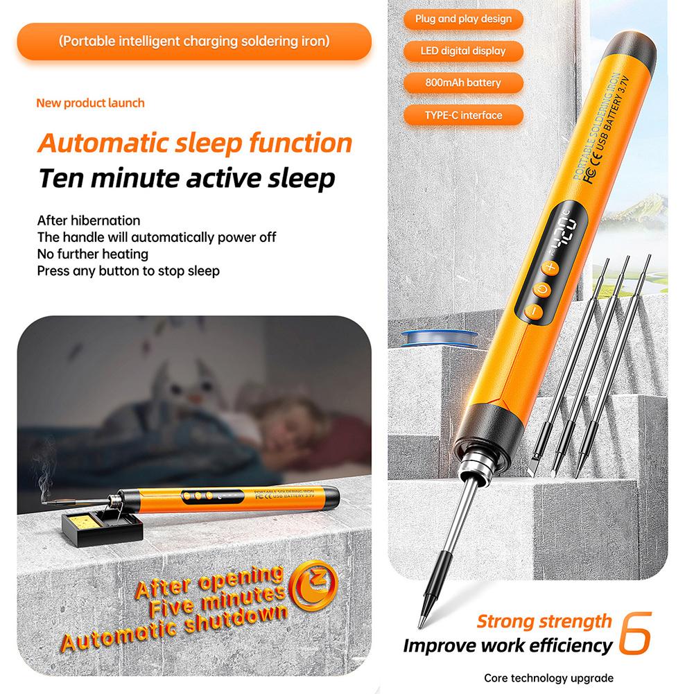 LCD Portable Usb Adjustable Temperature Soldering Iron Home Diy Soldering Kit With Storage Box Electronic Soldering Tool