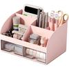 6-compartment Desk Organizer with 2 Drawers, Plastic Cosmetic Storage, Desktop Organizer Set, Pencil Holder, Perfect for Storage