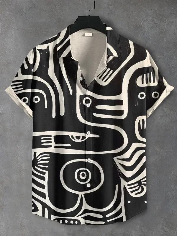 Men's Art Graphics Shirts Short Sleeved Button Down Lapel Shirt For Summer Oversized Tops Vacation Casual Hawaiian Shirts