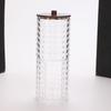 Diamond Pattern Cotton Pad Organizer with Wooden Lid - Multi-Purpose Desktop Storage Box