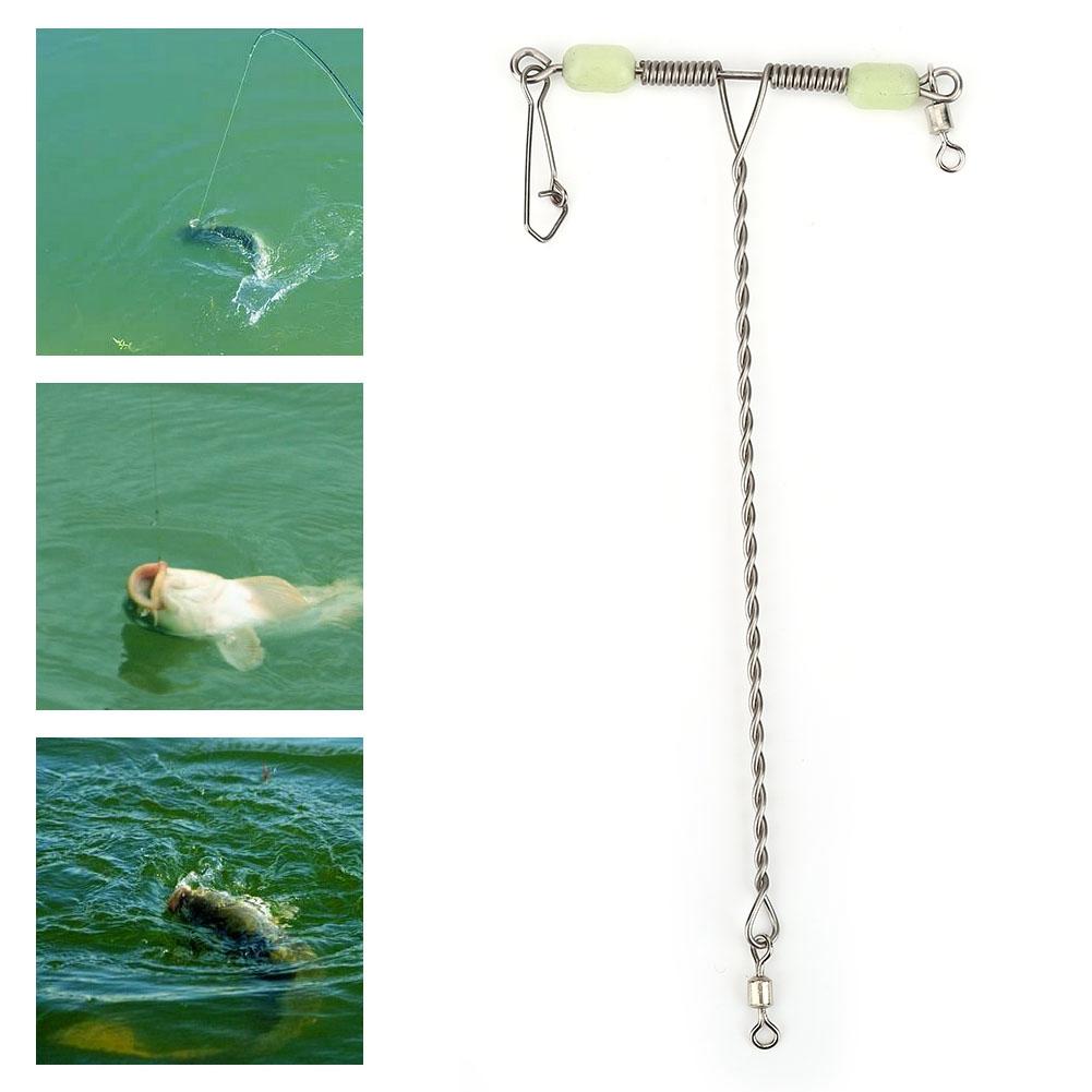 10 stücke Edelstahl Leucht Perlen Balance T Form Swivel Snap Angeln Stecker Tackle