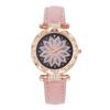 Fashionable Simple Diamond Flower Round Dial Leather Strap Women's Quartz Watch Set of 6 for Christmas and Thanksgiving Gifts