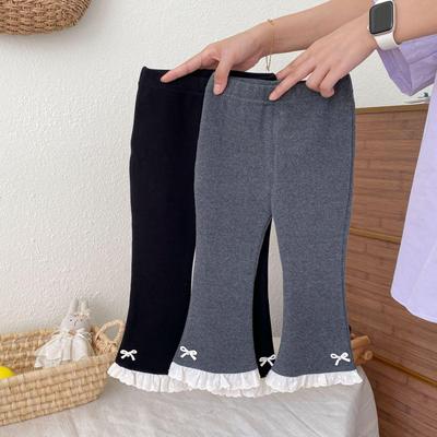 Stylish Girls' Flare Pants with Lace - 2025 Spring/Autumn Collection