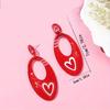 Red geometric oval love print earrings fashionable and elegant festive high-end women's earrings