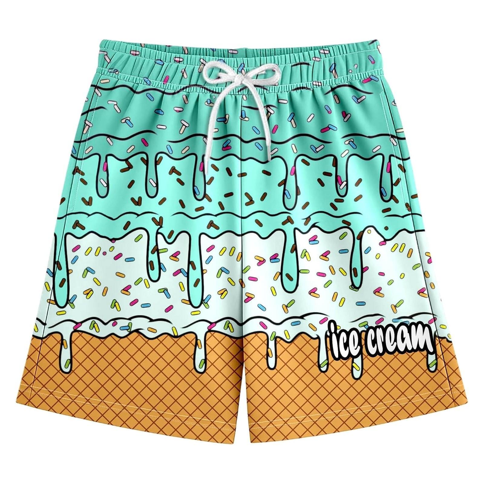 

Детские повседневные шорты с цветочным принтом и принтом мороженого, на кулиске, пляжные штаны 150