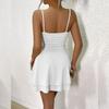 European and American Summer Solid Color Slim Fit Double-layer Hem Camisole Backless Dress