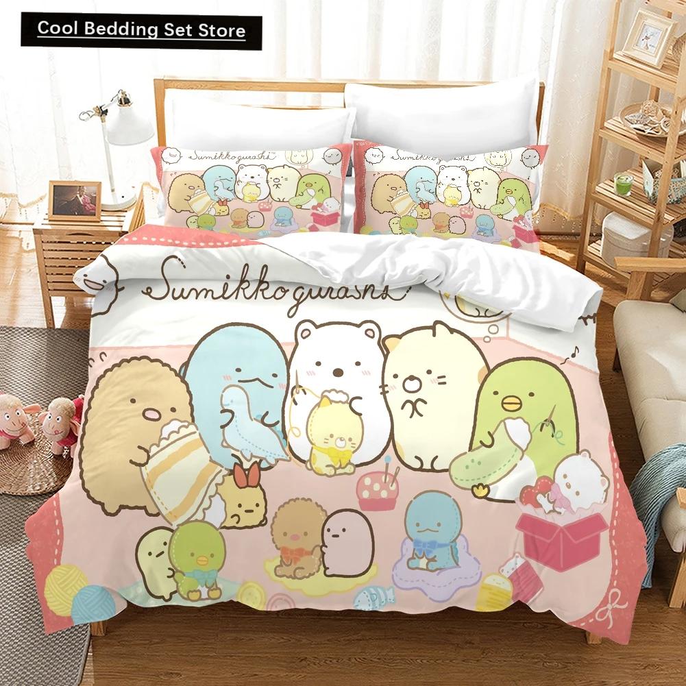 Cartoon Sumikko Gurashi Bedding Set,Duvet Cover Comforter Bed Set Quilt Cover Pillowcase,King Queen Twin Size Boys Girls Adults