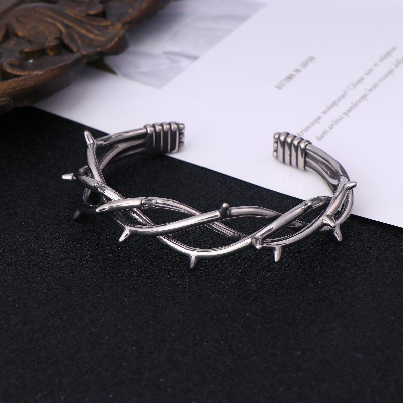 Gothic Dornen Armreif Für Unisex Punk Stacheldraht Armspange Edelstahl Gedreht Schmuck Geschenk